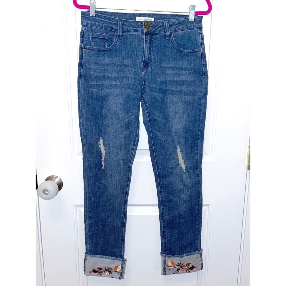 Angel + Premium Stretch Jeans Kim Fit Embroidered Denim pants